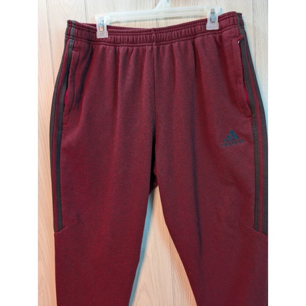 Adidas Pants Mens XL Red Track Warm Up Zip Jogger Drawstring Sweatpants Gym Run - Picture 2 of 10